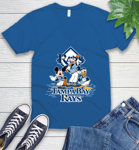 MLB Tampa Bay Rays Mickey Mouse Donald Duck Goofy Baseball T Shirt V-Neck T-Shirt 5
