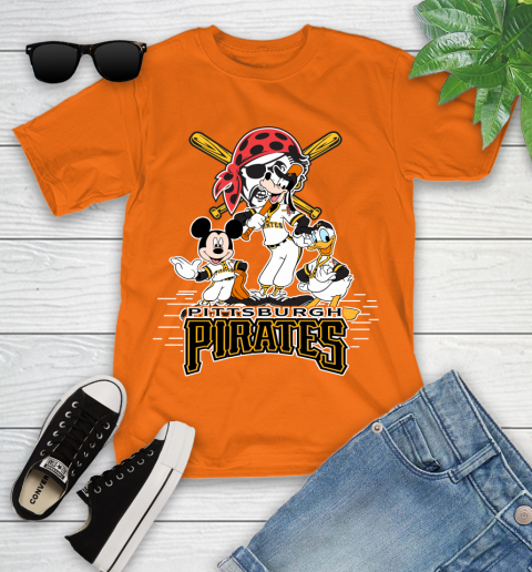 MLB Pittsburgh Pirates Mickey Mouse Donald Duck Goofy Baseball T Shirt Youth T-Shirt 9