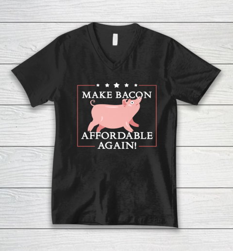 Make Bacon Affordable Again Funny Inflation Anti Biden V-Neck T-Shirt