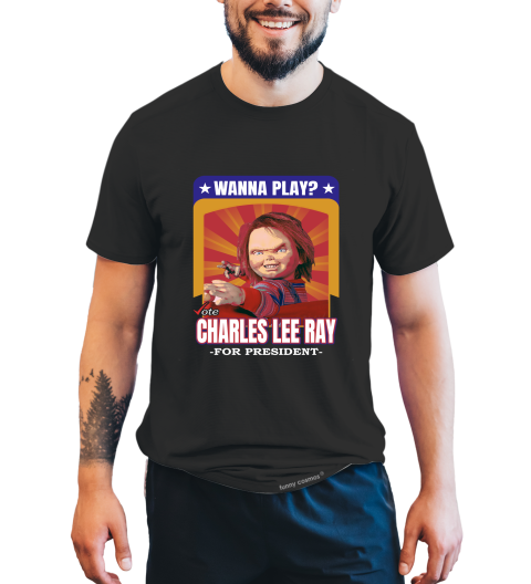 Chucky T Shirt, Horror Character Shirt, Wanna Play Vote Charles Lee Ray T Shirt, President Election Tshirt, Halloween Gifts