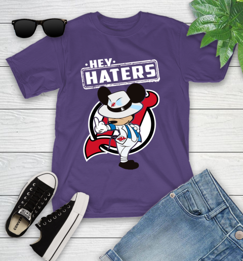 NHL Hey Haters Mickey Hockey Sports New Jersey Devils Youth T-Shirt 3