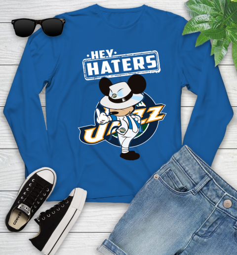 NBA Hey Haters Mickey Basketball Sports Utah Jazz Youth Long Sleeve 10