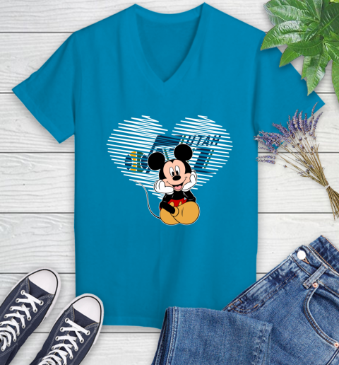 NBA Utah Jazz The Heart Mickey Mouse Disney Basketball Women's V-Neck T-Shirt 7