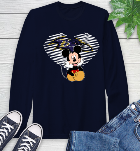 NFL Baltimore Ravens The Heart Mickey Mouse Disney Football T Shirt_000 Long Sleeve T-Shirt 3