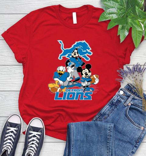 NFL Detroit Lions Mickey Mouse Donald Duck Goofy Football Shirt Women's T-Shirt 13