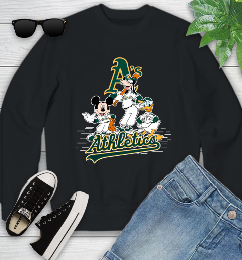 MLB Oakland Athletics Mickey Mouse Donald Duck Goofy Baseball T Shirt Youth Sweatshirt