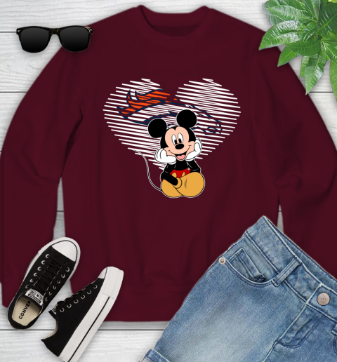NFL Denver Broncos The Heart Mickey Mouse Disney Football T Shirt_000 Youth Sweatshirt 4