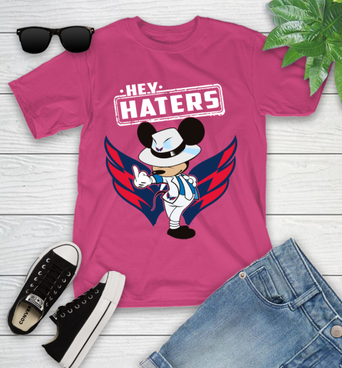 NHL Hey Haters Mickey Hockey Sports Washington Capitals Youth T-Shirt 11