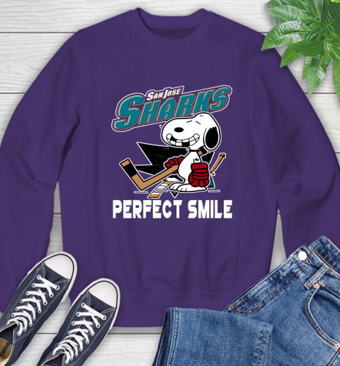 NHL San Jose Sharks Snoopy Perfect Smile The Peanuts Movie Hockey T Shirt Sweatshirt 4