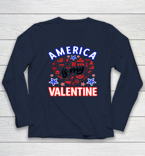 America is My Valentine Proud American Heart USA Long Sleeve T-Shirt 2