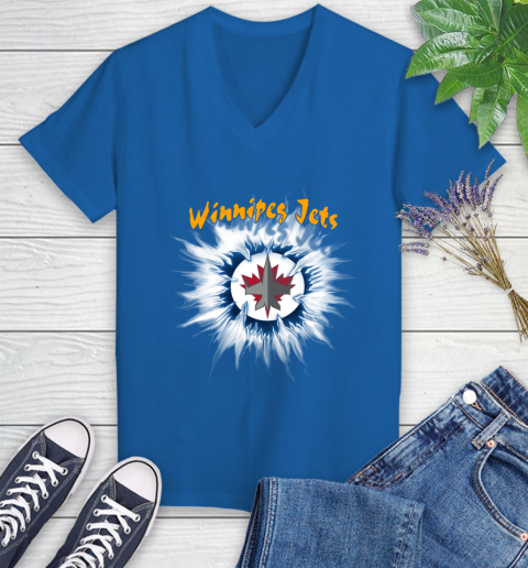 Winnipeg Jets NHL Hockey Adoring Fan Rip Sports Women's V-Neck T-Shirt 10