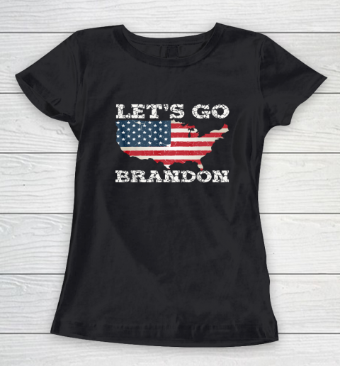 Let's Go Brandon Joe Biden Chant Impeach Biden USA Flag FJB Women's T-Shirt