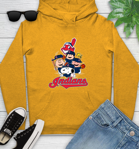 MLB Cleveland Indians Snoopy Charlie Brown Woodstock The Peanuts Movie Baseball T Shirt_000 Youth Hoodie 2