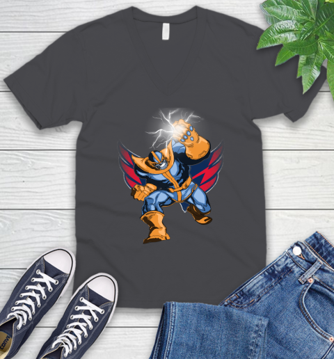 Washington Capitals NHL Hockey Thanos Avengers Infinity War Marvel V-Neck T-Shirt 4