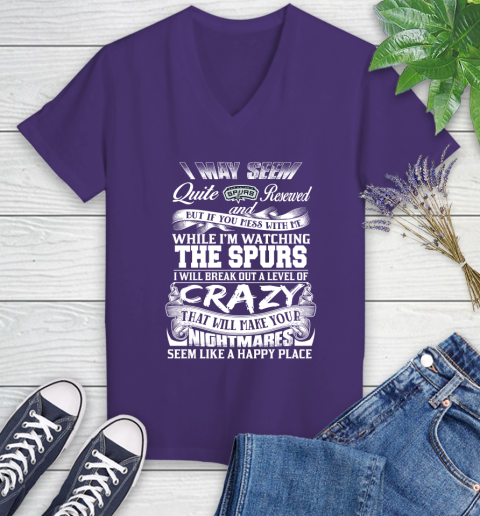 San Antonio Spurs NBA Basketball Don't Mess With Me While I'm Watching My Team Women's V-Neck T-Shirt 3