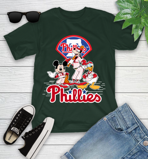 MLB Philadelphia Phillies Mickey Mouse Donald Duck Goofy Baseball T Shirt Youth T-Shirt 20