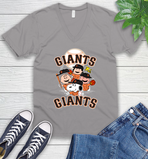 MLB San Francisco Giants Snoopy Charlie Brown Woodstock The Peanuts Movie Baseball T Shirt_000 V-Neck T-Shirt 3
