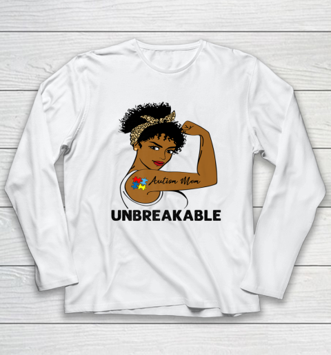 Autism Mom Strong Black Women Unbreakable Autism Awareness Black Girl, Women Long Sleeve T-Shirt