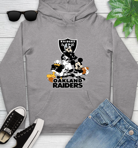 NFL Oakland Raiders Mickey Mouse Donald Duck Goofy Football Shirt Youth Hoodie 6