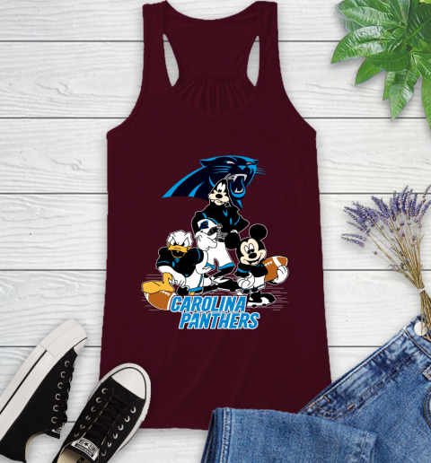 NFL Carolina Panthers Mickey Mouse Donald Duck Goofy Football Shirt Racerback Tank 2