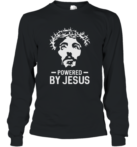 Men_s Powered By Jesus T Shirt Long Sleeve