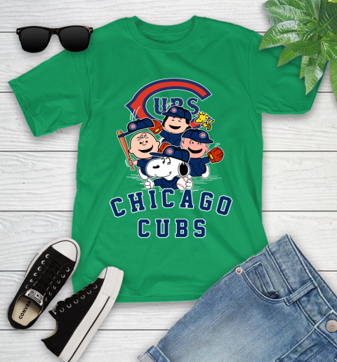 MLB Chicago Cubs Snoopy Charlie Brown Woodstock The Peanuts Movie Baseball T Shirt Youth T-Shirt 8