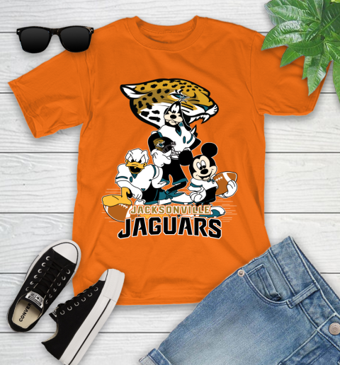 NFL Jacksonville Jaguars Mickey Mouse Donald Duck Goofy Football Shirt Youth T-Shirt 9