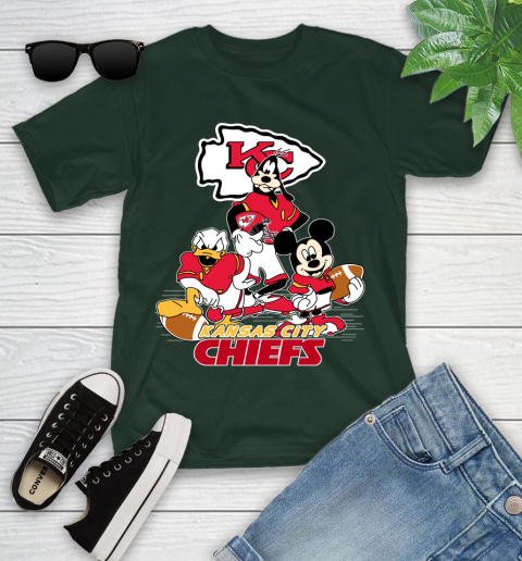 NFL Kansas City Chiefs Mickey Mouse Donald Duck Goofy Football Shirt Youth T-Shirt 5