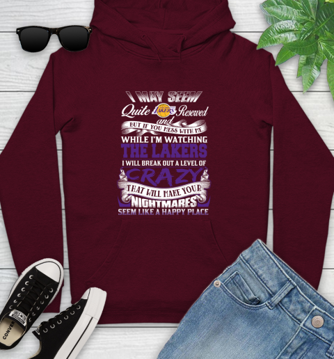 Los Angeles Lakers NBA Basketball Don't Mess With Me While I'm Watching My Team Youth Hoodie 7