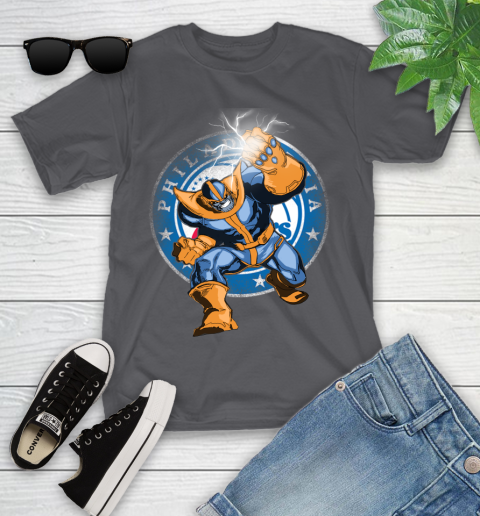 Philadelphia 76ers NBA Basketball Thanos Avengers Infinity War Marvel Youth T-Shirt 6