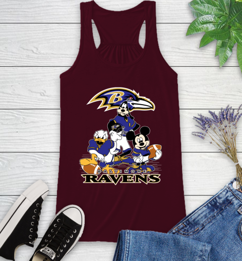 NFL Baltimore Ravens Mickey Mouse Donald Duck Goofy Football Shirt Racerback Tank 2