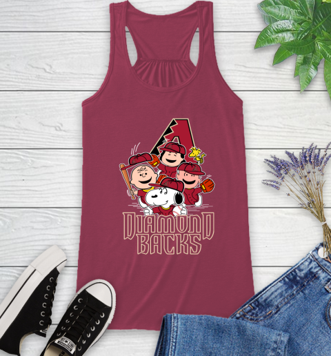 MLB Arizona Diamondbacks Snoopy Charlie Brown Woodstock The Peanuts Movie Baseball T Shirt_000 Racerback Tank 7