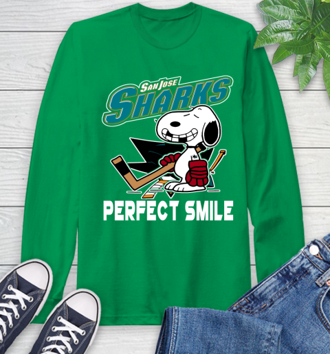 NHL San Jose Sharks Snoopy Perfect Smile The Peanuts Movie Hockey T Shirt Long Sleeve T-Shirt 8