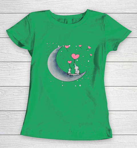 Heart Balloon Elephant Vintage Valentine Mom Crescent Moon Women's T-Shirt 4