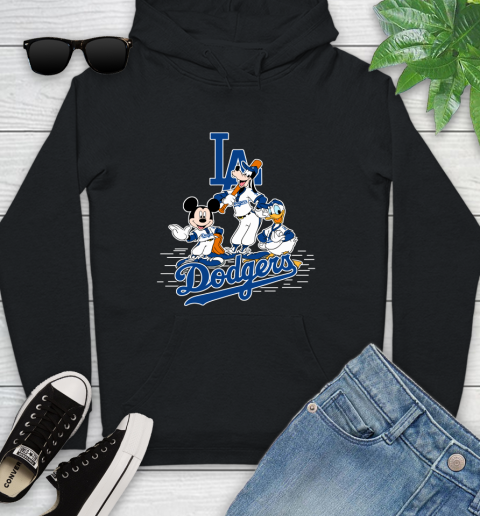 MLB Los Angeles Dodgers Mickey Mouse Donald Duck Goofy Baseball T Shirt Youth Hoodie