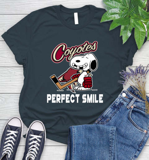 NHL Arizona Coyotes Snoopy Perfect Smile The Peanuts Movie Hockey T Shirt Women's T-Shirt 11