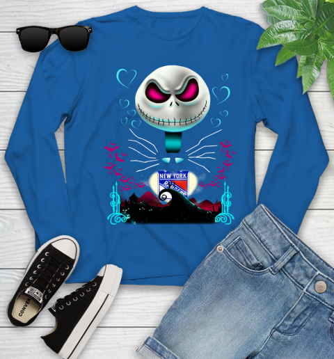 NHL New York Rangers Jack Skellington Sally The Nightmare Before Christmas Hockey Youth Long Sleeve 10