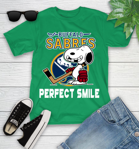 NHL Buffalo Sabres Snoopy Perfect Smile The Peanuts Movie Hockey T Shirt Youth T-Shirt 8
