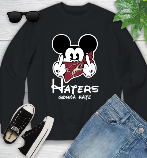 NHL Arizona Coyotes Haters Gonna Hate Mickey Mouse Disney Hockey T Shirt Youth Sweatshirt