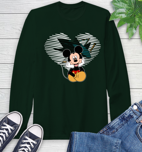 NHL San Jose Sharks The Heart Mickey Mouse Disney Hockey Long Sleeve T-Shirt 7