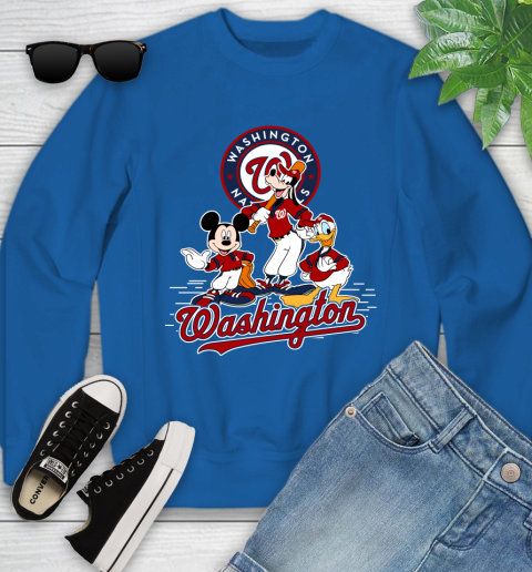 MLB Washington Nationals Mickey Mouse Donald Duck Goofy Baseball T Shirt Youth Sweatshirt 7