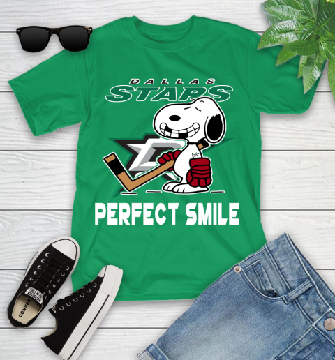 NHL Dallas Stars Snoopy Perfect Smile The Peanuts Movie Hockey T Shirt Youth T-Shirt 8
