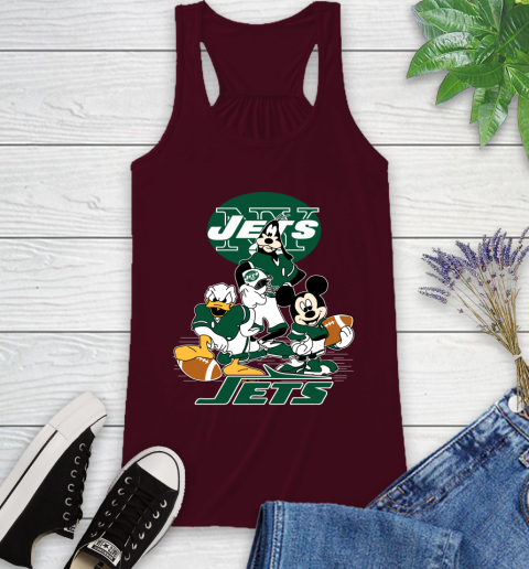 NFL New York Jets Mickey Mouse Donald Duck Goofy Football Shirt Racerback Tank 2
