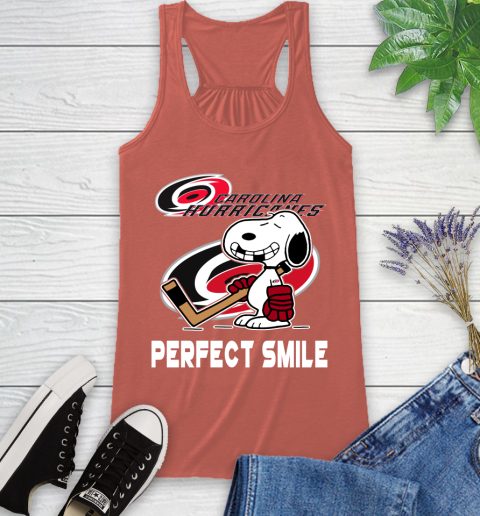 NHL Carolina Hurricanes Snoopy Perfect Smile The Peanuts Movie Hockey T Shirt Racerback Tank 3