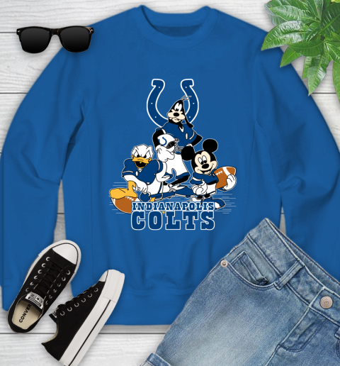 NFL Indianapolis Colts Mickey Mouse Donald Duck Goofy Football Shirt Youth Sweatshirt 7
