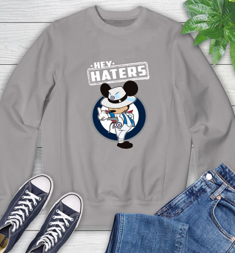 NHL Hey Haters Mickey Hockey Sports Winnipeg Jets Sweatshirt 5