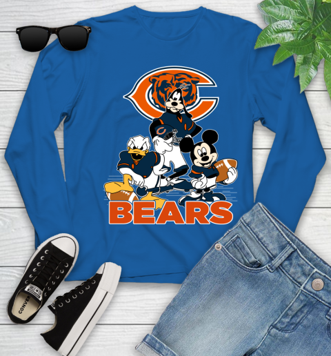 NFL Chicago Bears Mickey Mouse Donald Duck Goofy Football Shirt Youth Long Sleeve 10