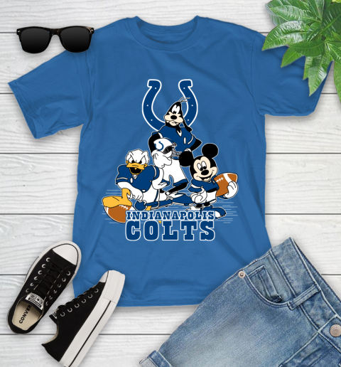 NFL Indianapolis Colts Mickey Mouse Donald Duck Goofy Football Shirt Youth T-Shirt 12