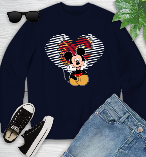NHL Calgary Flames The Heart Mickey Mouse Disney Hockey Youth Sweatshirt 2
