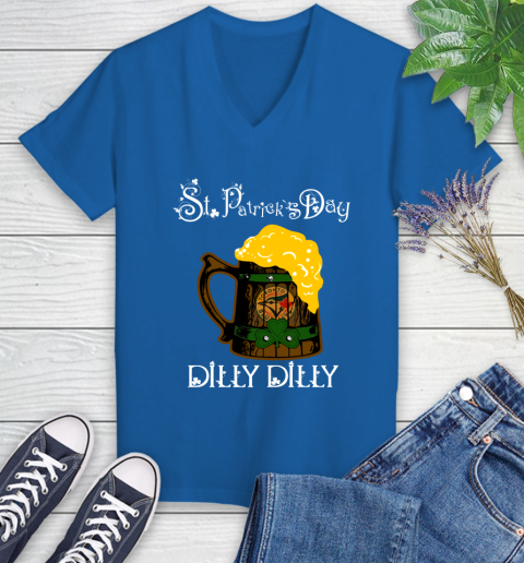 MLB Toronto Blue Jays St Patrick's Day Dilly Dilly Beer Baseball Sports Women's V-Neck T-Shirt 10